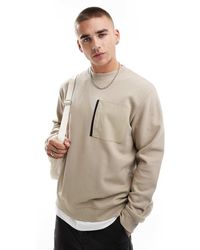 Jack & Jones - Oversized Washed Crew Neck Sweat With Nylon Pocket - Lyst