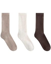 Oysho - 3 Pairs Of Cotton Blend Classic Sports Socks - Lyst