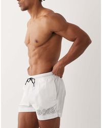 BOSS - Boss Mooneye Logo Swim Shorts - Lyst