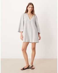 marty smocked mini dress Free People Marty Smocked Mini Dress in Blue