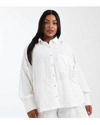 ASOS - Asos Design Curve Biarritz Beach Textured Cotton Shirt Co Ord - Lyst