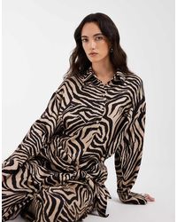 ASOS - Satin Scarf Detail Oversized Shirt - Lyst