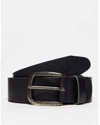 Jack & Jones - Smooth Leather Belt With Logo Buckle - Lyst