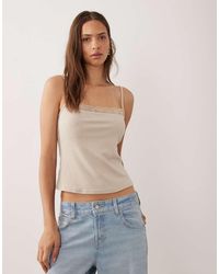 Mango - Cami Top With Lace Trim - Lyst
