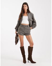 4th & Reckless - Wool Feel Tailored Pleat Front Micro Shorts - Lyst