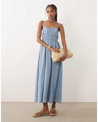 Mango - Sleeveless Ruched Detail Midi Dress - Lyst