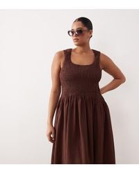 ASOS - Asos Design Curve Crinkle Scoop Neck Maxi Sundress With Shirred Waist - Lyst