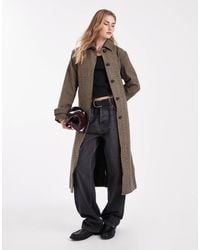 New Look - – trenchcoat mit braunem karomuster und bindegürtel - Lyst