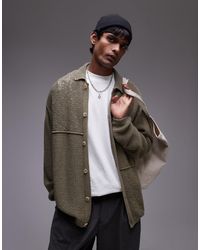 TOPMAN - Mixed Pattern Crochet Long Sleeve Polo With Revere Collar - Lyst