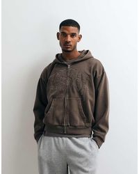 Weekday - Oversized Zip Hoodie With Virtual Mission Graphic Embroidery - Lyst