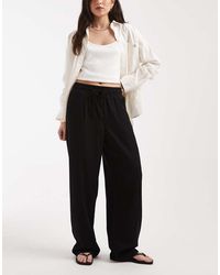 Vero Moda - Linen Blend Tie Waist Trousers - Lyst