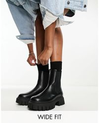 ASOS - Wide fit - anthem - bottines chelsea à semelle chunky - Lyst