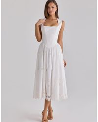 House Of Cb - Safira Floral Broderie Anglaise Cotton Midi Dress - Lyst