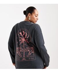 ASOS - Asos Design Curve Long Sleeve T-shirt With Moon And Tiger Graphic - Lyst