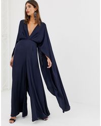 cape sleeve wedding jumpsuit in satin