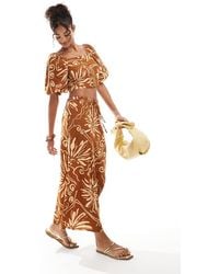 Wednesday's Girl - Tile Floral Midaxi Skirt Co-ord - Lyst
