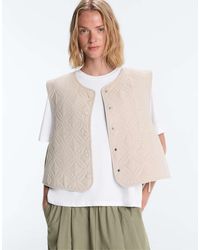 Oysho - Floral Gingham Quilted Gilet - Lyst