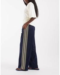 ONLY - Wide Leg Satin Trousers With Side Stripes - Lyst