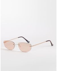 ASOS - – rahmenlose, rechteckige sonnenbrille aus em metall mit braunen gläsern - Lyst