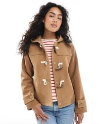 Brave Soul - Hooded Faux Wool Duffle Coat With Toggle Front - Lyst