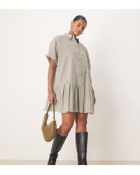 ASOS - Asos Design Curve Boxy Shirt Mini Dress With Dropped Waist - Lyst