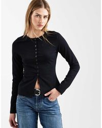 ASOS - Cotton Button Through Long Sleeve Top - Lyst