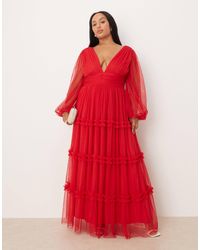 Lace & Beads Plus - Boho Ruffle Maxi Dress - Lyst