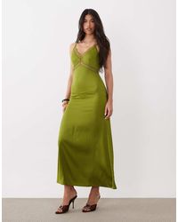 ONLY - Satin Feel Maxi Dress With Lace Detail - Lyst
