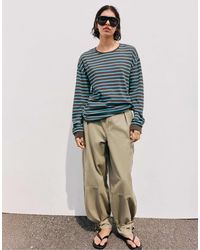 Pull&Bear - Oversize langärmliges gestreiftes t-shirt - Lyst