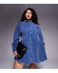 ASOS - Asos Design Curve Cord Shirt Dress With Nipped - Lyst