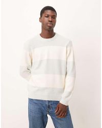 ASOS - Jersey A Rayas Grises Y Blancas Holgado Con Cuello Redondo De Punto De - Lyst
