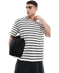 ASOS - Polo A Rayas Extragrande Con Muesca En El Cuello De Tejido Texturizado De - Lyst