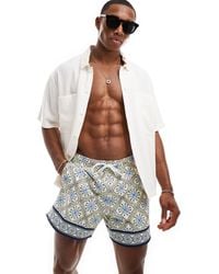 Abercrombie & Fitch - 5inch Pull On Tile Print Swim Shorts - Lyst