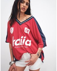 Kaiia - Exclusive Oversized V-neck Soccer Jersey - Lyst