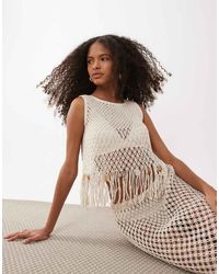 ASOS - Premium Hand Crochet Fringed Beaded Top - Lyst