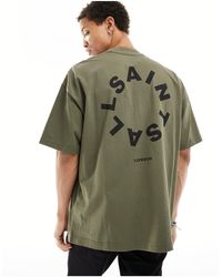 AllSaints - Tierra - t-shirt oversize - kaki cendré - Lyst