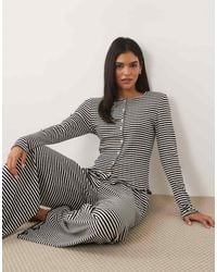 ASOS - Stripe Pointelle Pyjama Button Through Cardigan - Lyst