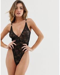 ASOS Elle Delicate Lace Strappy Back Bodysuit - Black