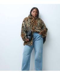 ASOS - Asos Design Curve Collared Faux Fur Midi Car Coat - Lyst