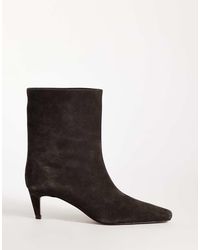 Mango - 100% Leather Suede Kitten Heeled Ankle Boot - Lyst