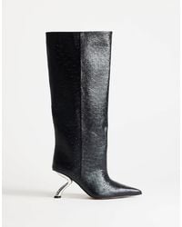 TOPSHOP - Trinity Angular Heel Knee High Boot - Lyst