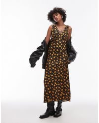TOPSHOP - Robe mi-longue à petites fleurs style vintage avec encolure en v devant et au dos - Lyst