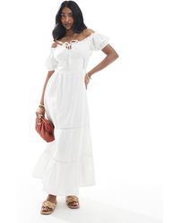 Wednesday's Girl - Bardot Crochet Midi Trim Dress - Lyst