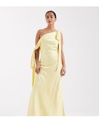 TFNC London - Bridesmaids Fallen Shoulder Satin Maxi Dress - Lyst