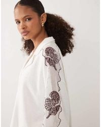 ASOS - Textured Jersey Polo Shirt Co-ord With Shelll Embroidery - Lyst