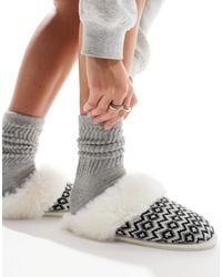 ASOS - – zaria – hausschuhe im mules-stil mit norwegermuster - Lyst