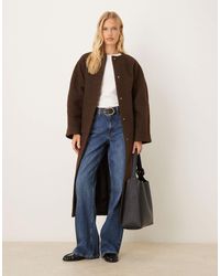 ASOS - Collarless Boucle Longline Formal Coat - Lyst