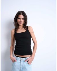 TOPSHOP - Skinny Strap Scoop Rib Vest - Lyst