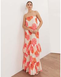 ANAYA - Floral Bandeau Ruffle Maxi Dress - Lyst