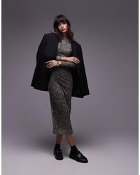 Mango - Robe mi-longue en tulle froncé sur le côté imprimé serpent - Lyst